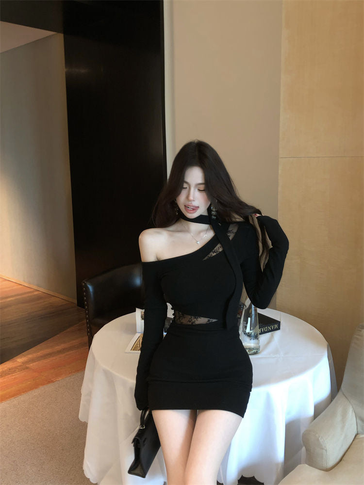 Spicy Girl Innocent Alluring Lace Patchwork Sheath Skirt