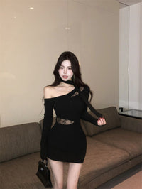 Thumbnail for Spicy Girl Innocent Alluring Lace Patchwork Sheath Skirt