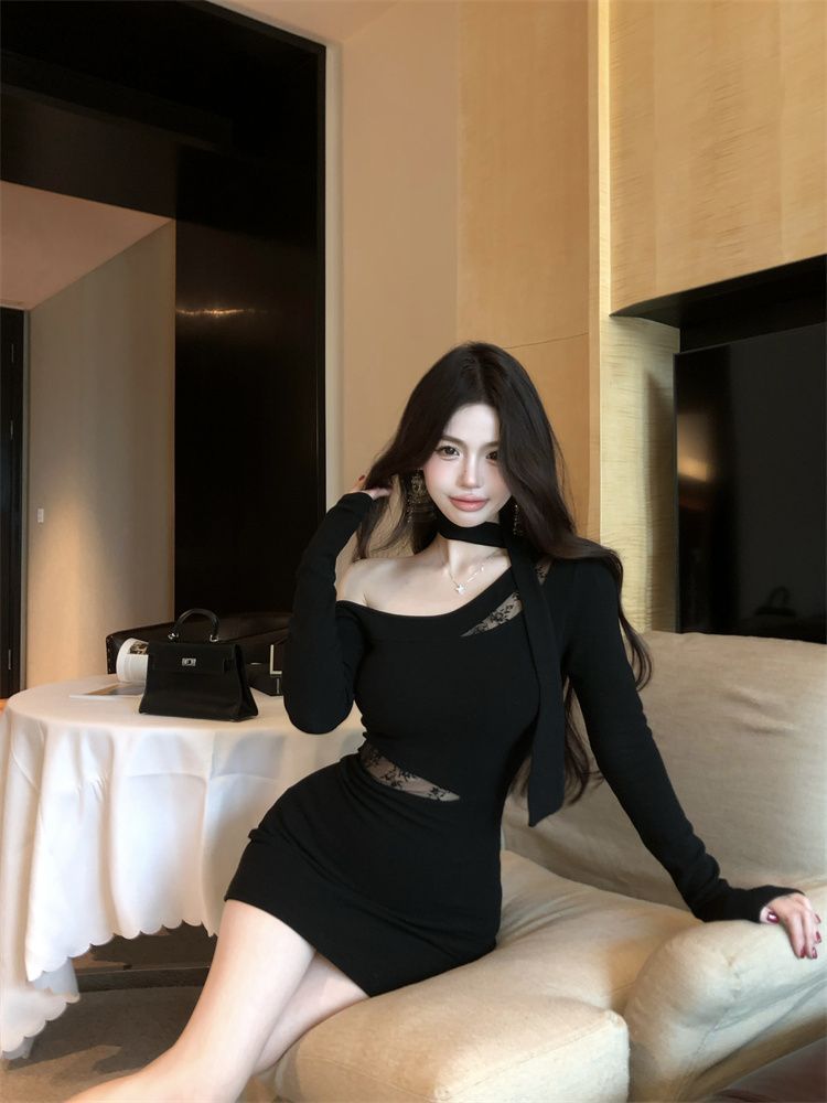 Spicy Girl Innocent Alluring Lace Patchwork Sheath Skirt