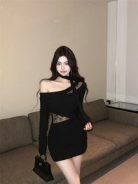 Thumbnail for Spicy Girl Innocent Alluring Lace Patchwork Sheath Skirt