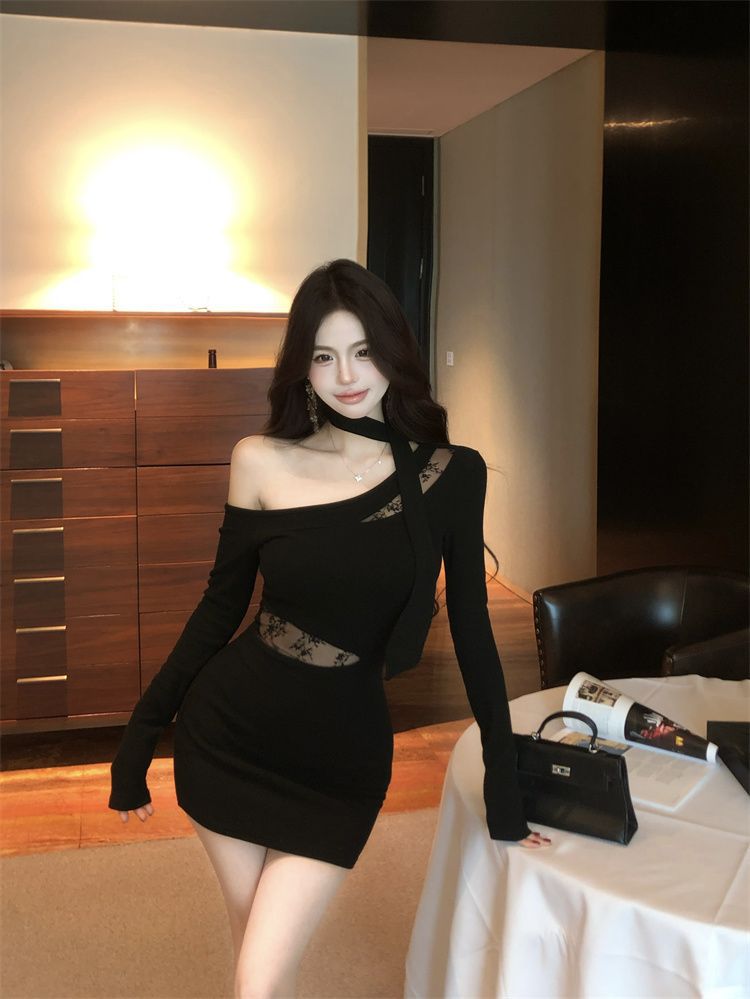 Spicy Girl Innocent Alluring Lace Patchwork Sheath Skirt