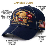 Thumbnail for Embroidered American Eagle Head Baseball Cap - America 250th Anniversary Commemorative Design - Cotton Blend Adjustable Snapback Hat For Men And Women