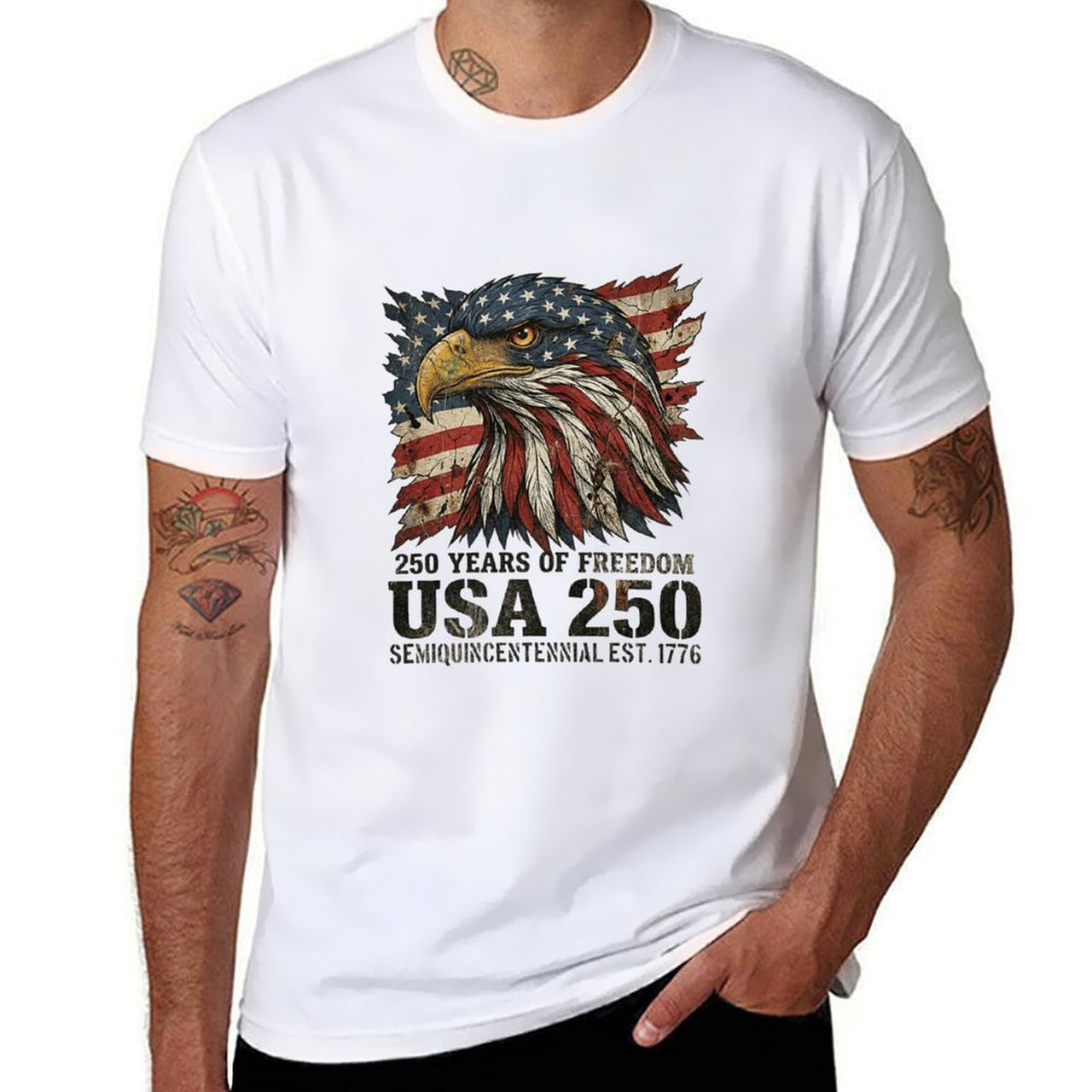 Pure Cotton Short Sleeved T-shirt For Men & Women - Celebrating 250 Years of America’s Spirit