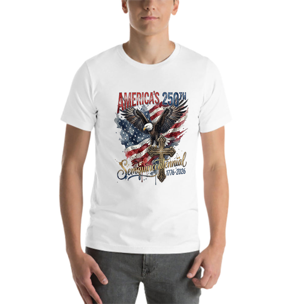 Pure Cotton Short Sleeved T-shirt For Men & Women - 250 Years of Freedom, Unity, and Pride