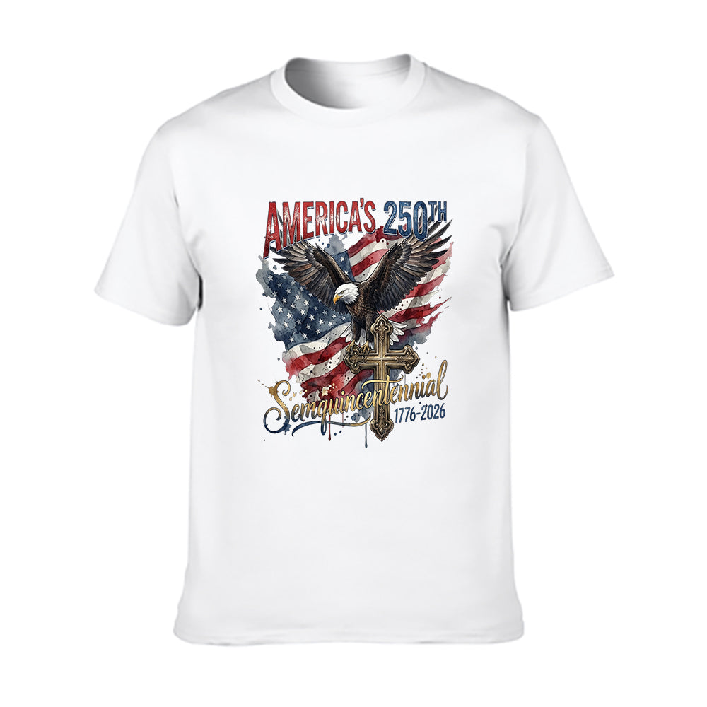Pure Cotton Short Sleeved T-shirt For Men & Women - 250 Years of Freedom, Unity, and Pride