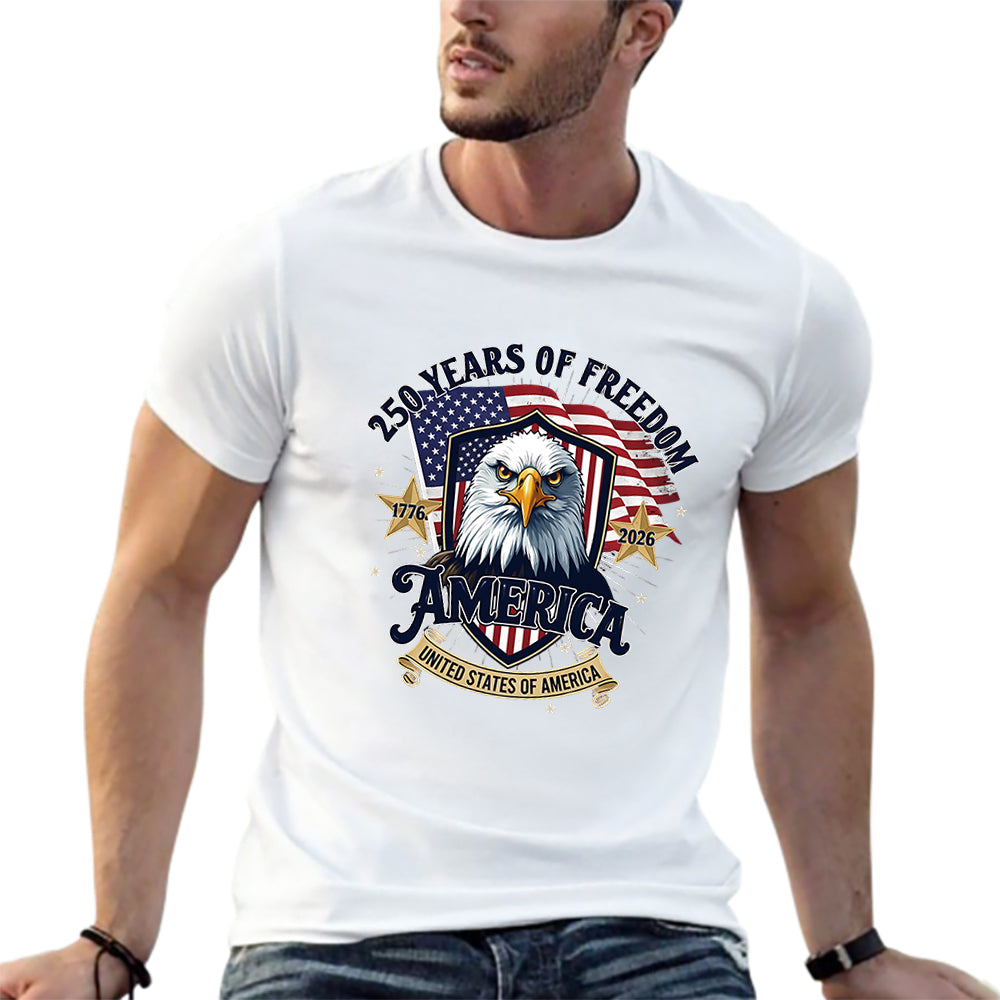 Pure Cotton Short Sleeved T-shirt For Men & Women - America’s 250th: Honoring the Past, Inspiring the Future