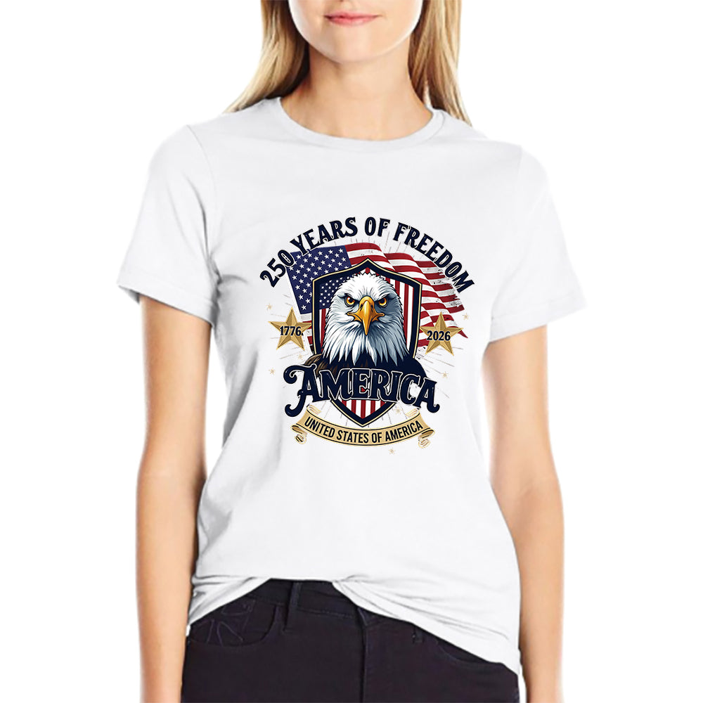 Pure Cotton Short Sleeved T-shirt For Men & Women - America’s 250th: Honoring the Past, Inspiring the Future