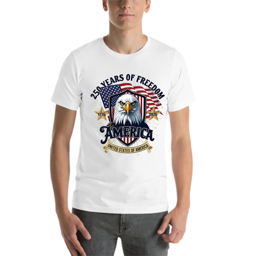 Pure Cotton Short Sleeved T-shirt For Men & Women - America’s 250th: Honoring the Past, Inspiring the Future