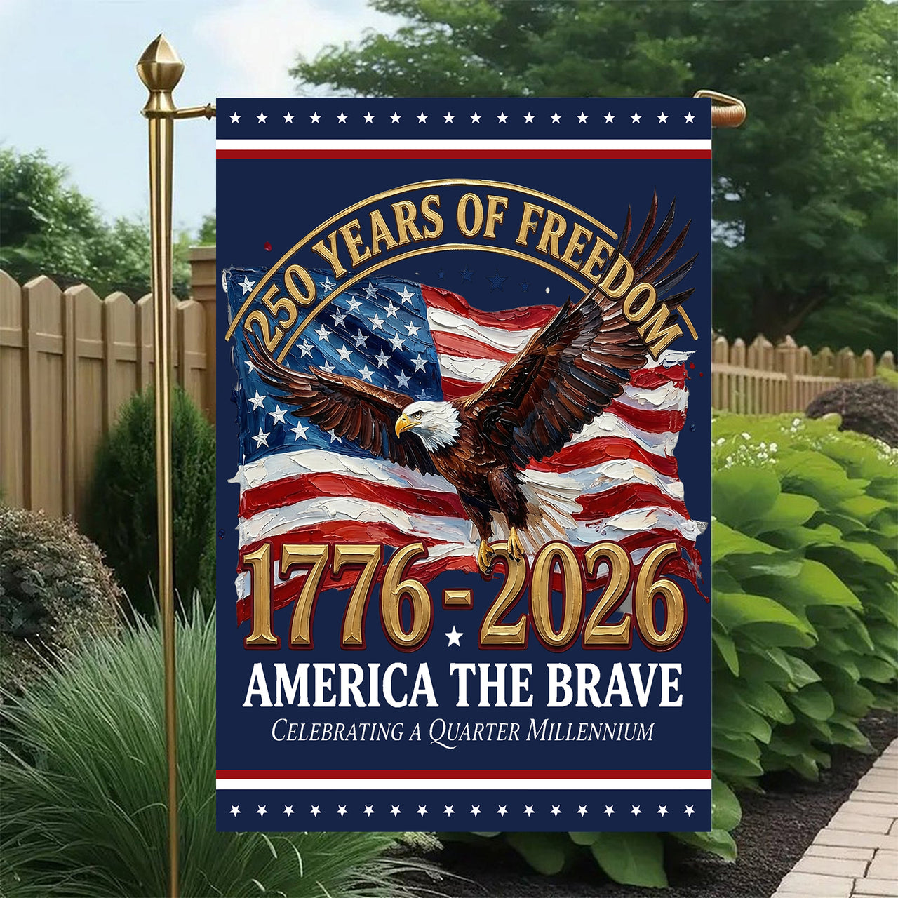 Garden Flag For Celebrate America 250th Anniversary Double Side - 250 Years of Freedom That Shines Bright