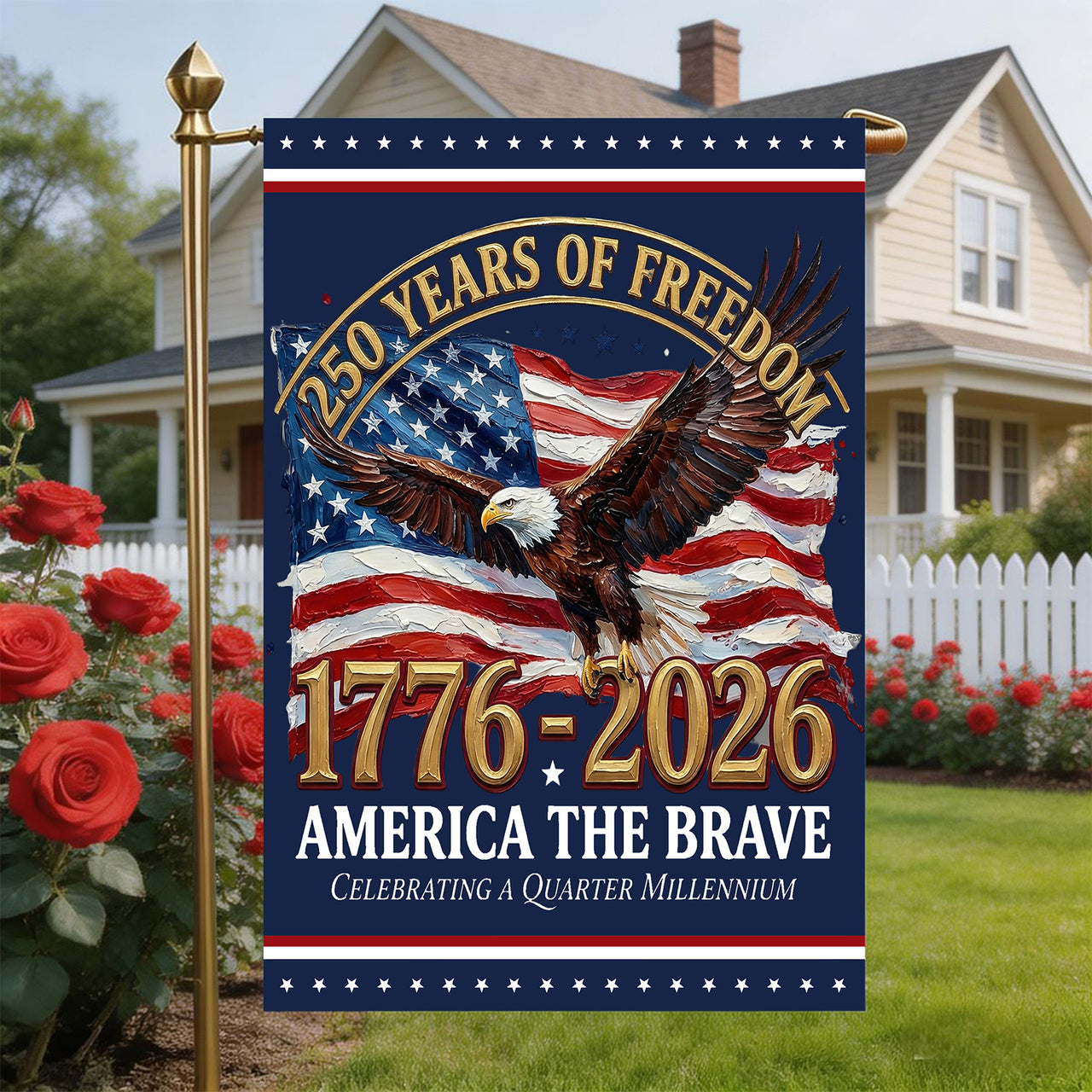 Garden Flag For Celebrate America 250th Anniversary Double Side - 250 Years of Freedom That Shines Bright