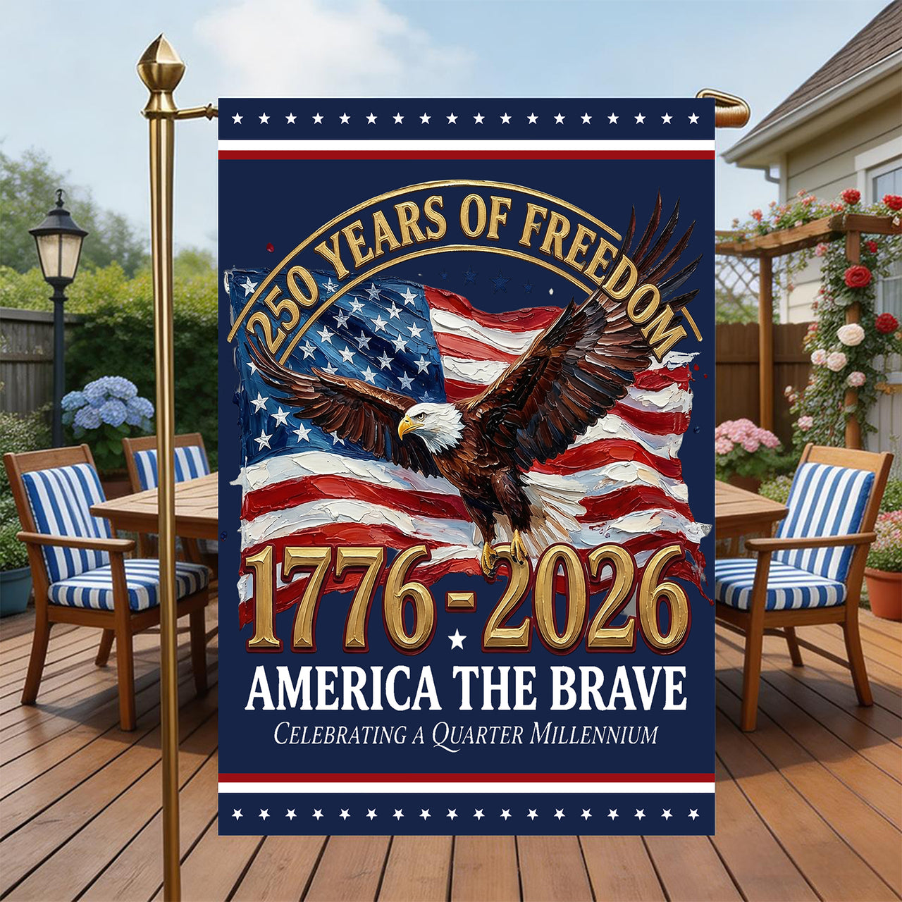 Garden Flag For Celebrate America 250th Anniversary Double Side - 250 Years of Freedom That Shines Bright