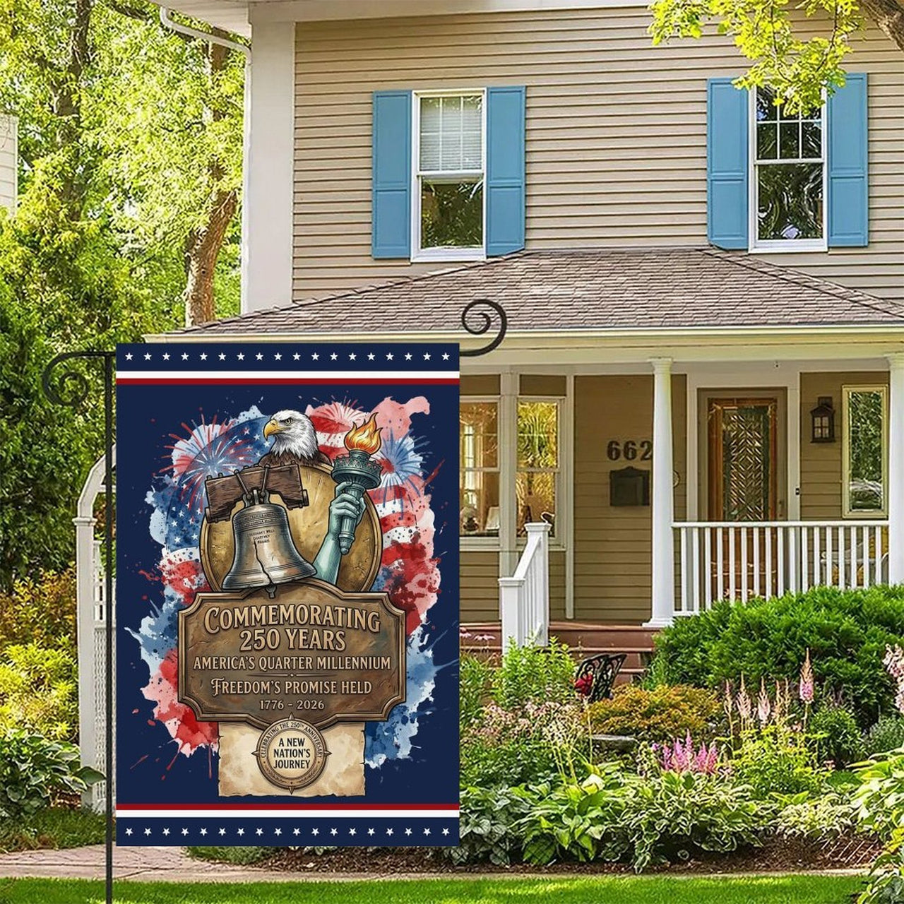 Garden Flag For Celebrate America 250th Anniversary Double Side - One Nation, Indivisible