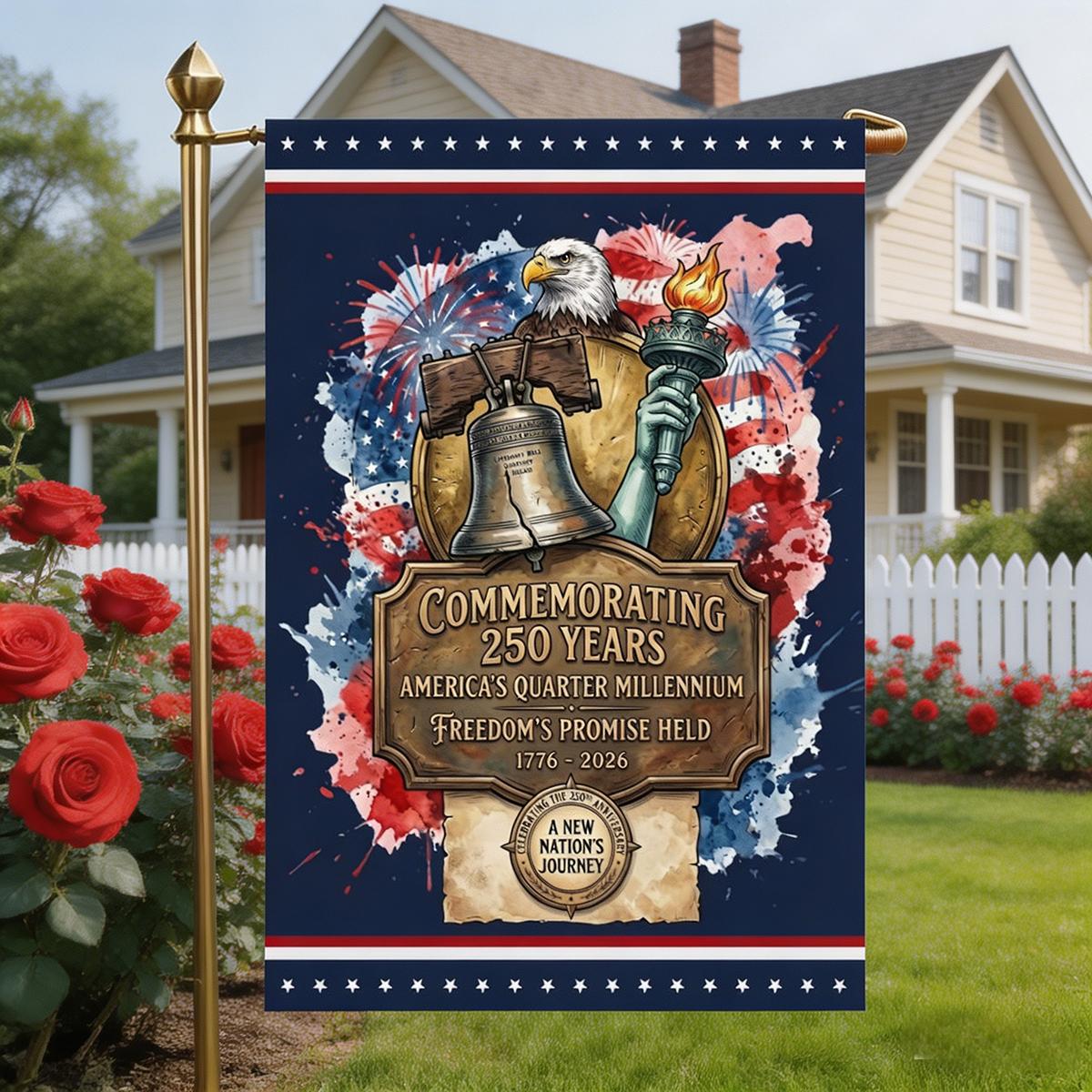 Garden Flag For Celebrate America 250th Anniversary Double Side - One Nation, Indivisible