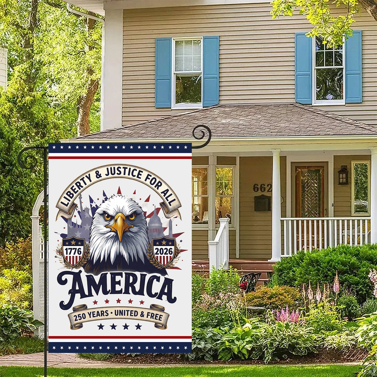 Garden Flag For Celebrate America 250th Anniversary Double Side - One Nation, One Voice, 250 Years Rejoice