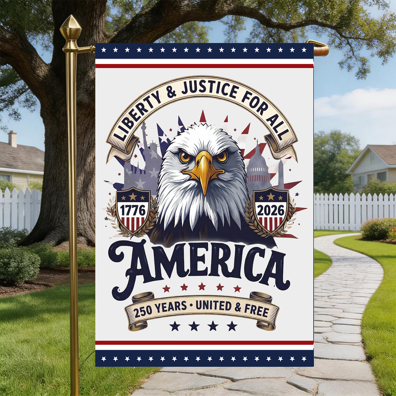 Garden Flag For Celebrate America 250th Anniversary Double Side - One Nation, One Voice, 250 Years Rejoice