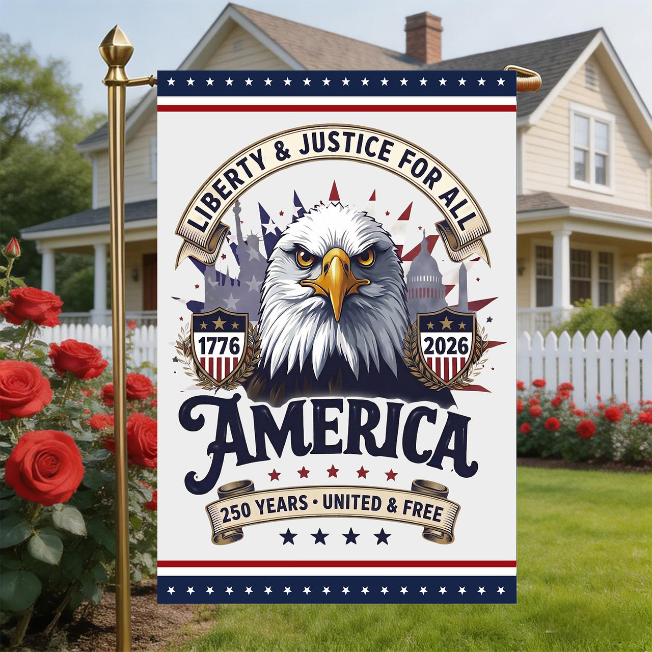 Garden Flag For Celebrate America 250th Anniversary Double Side - One Nation, One Voice, 250 Years Rejoice