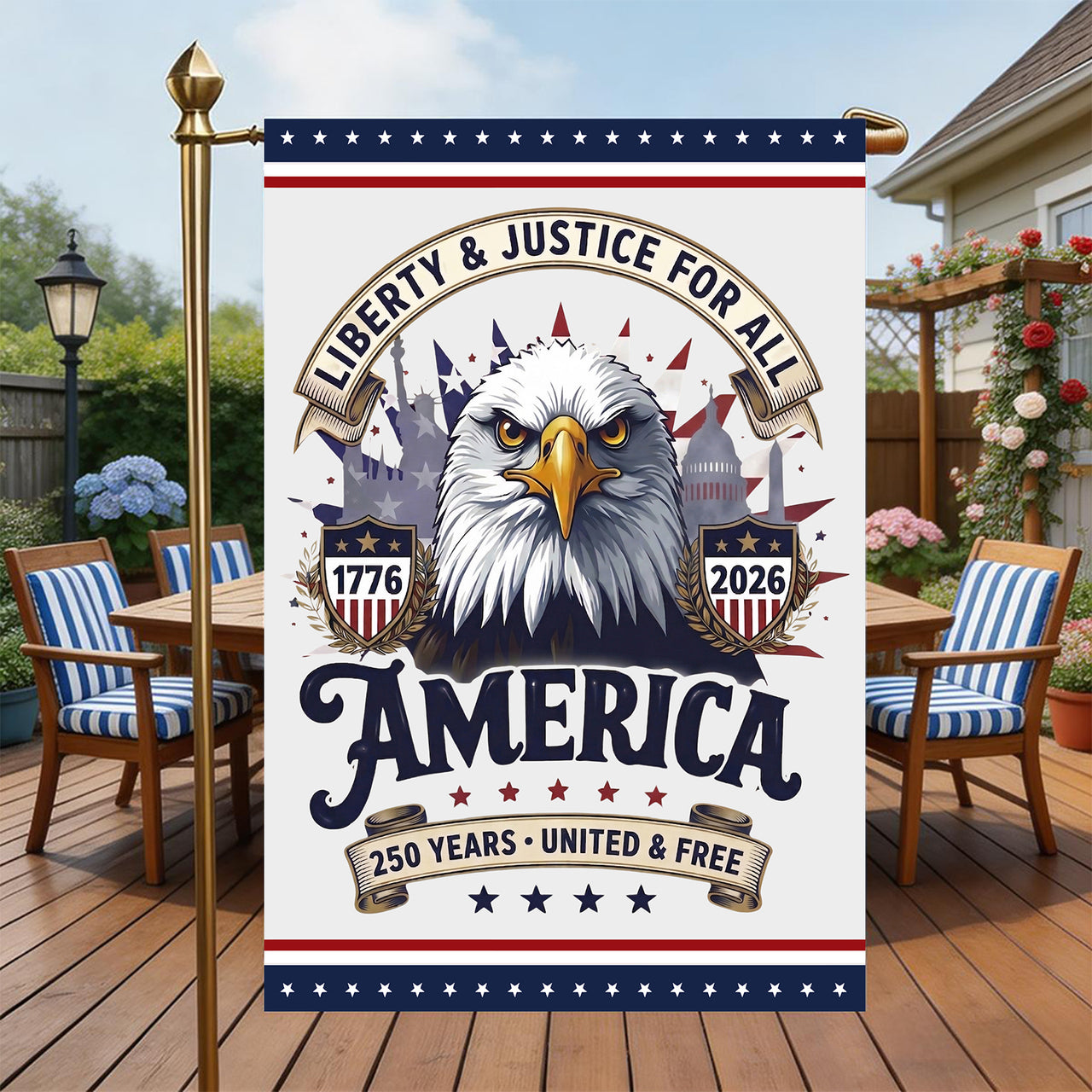 Garden Flag For Celebrate America 250th Anniversary Double Side - One Nation, One Voice, 250 Years Rejoice
