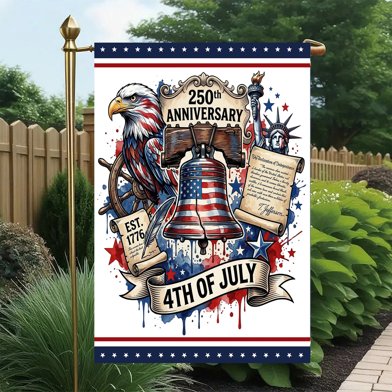 Garden Flag For Celebrate America 250th Anniversary Double Side - 250 Years of Pride, Side by Side