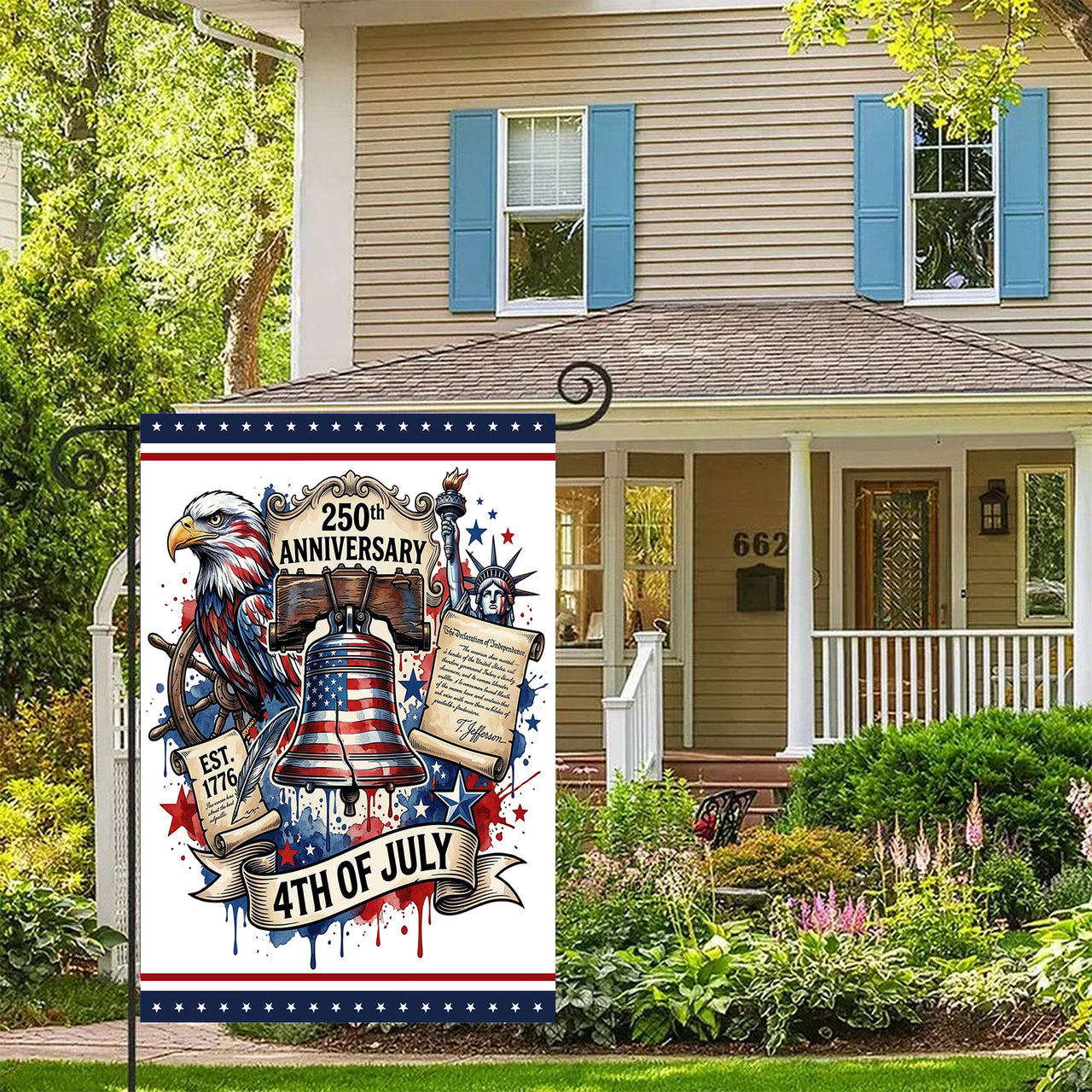 Garden Flag For Celebrate America 250th Anniversary Double Side - 250 Years of Pride, Side by Side