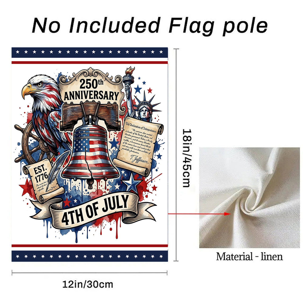 Garden Flag For Celebrate America 250th Anniversary Double Side - 250 Years of Pride, Side by Side