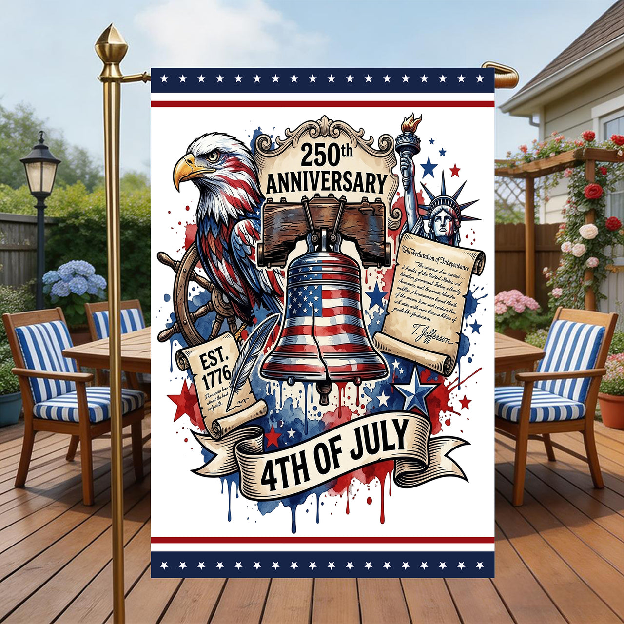 Garden Flag For Celebrate America 250th Anniversary Double Side - 250 Years of Pride, Side by Side