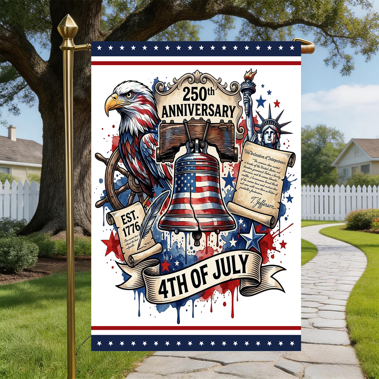 Garden Flag For Celebrate America 250th Anniversary Double Side - 250 Years of Pride, Side by Side