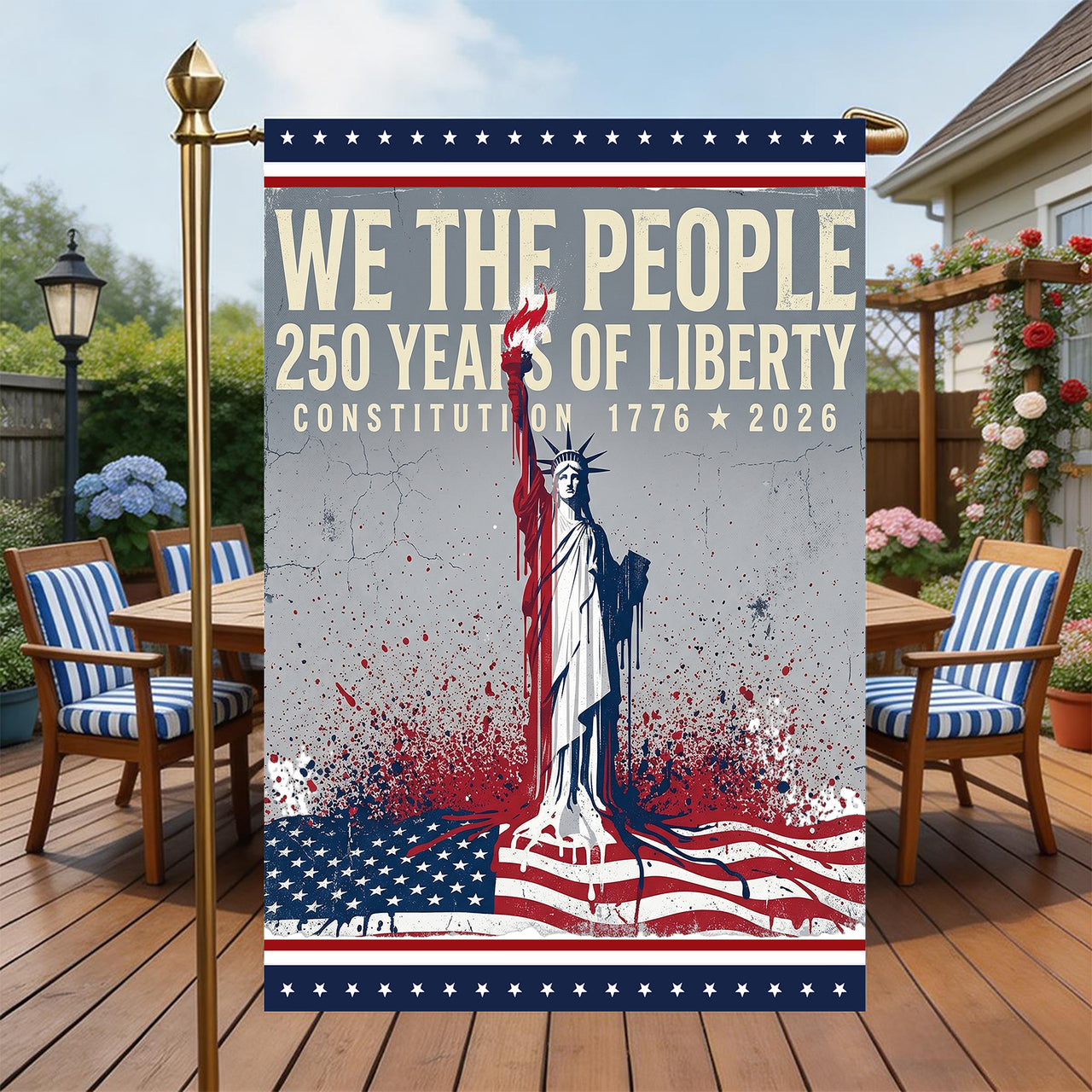 Garden Flag For Celebrate America 250th Anniversary Double Side - United We Celebrate, 250 Years Great