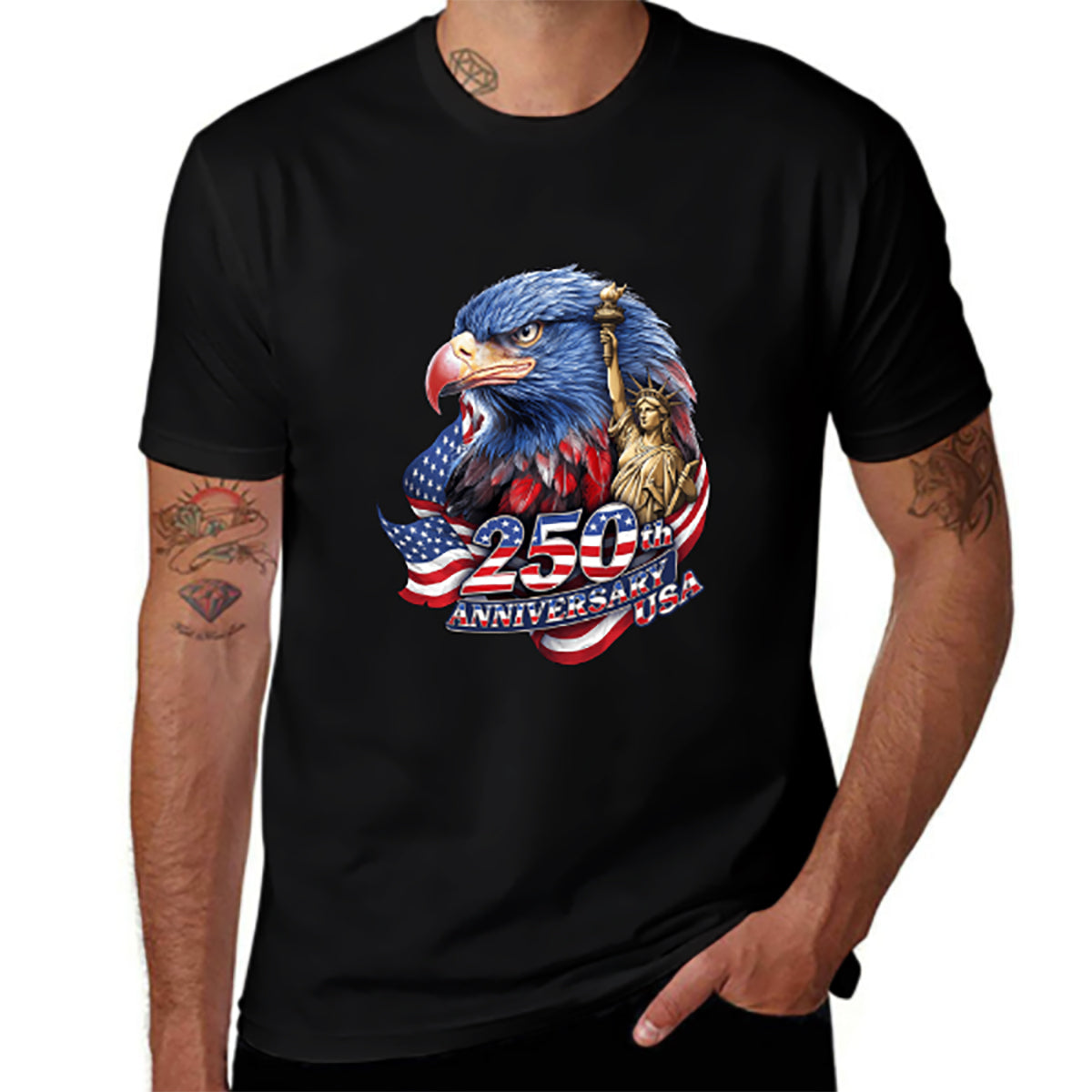 Pure Cotton Short Sleeved T-shirt For Men & Women - Celebrate America 250th: The Heart of America Beats On