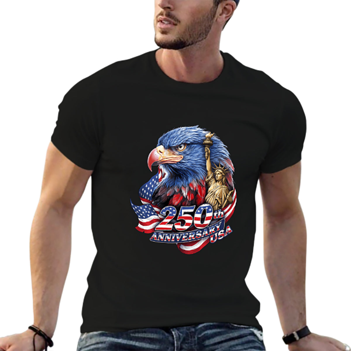 Pure Cotton Short Sleeved T-shirt For Men & Women - Celebrate America 250th: The Heart of America Beats On