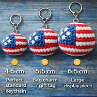 Thumbnail for Handmade American Flag 250th Crochet Car Charm – Amigurumi Plush Ball Rearview Mirror Hanging Ornament