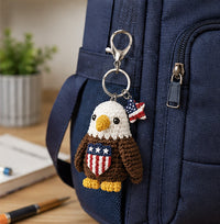 Thumbnail for Patriotic Crochet Animal Keychain – American Flag Handmade Plush Backpack Charm