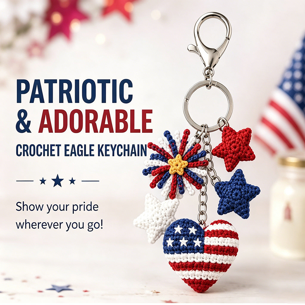 American Flag Crochet Keychain – Cute Handmade Plush Charm for Bags & Backpacks