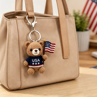 Thumbnail for 4th of July Amigurumi Keychain – Patriotic USA Crochet Animal Bag Accessory