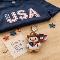 Thumbnail for Handmade USA Flag Plush Keychain – Cute Crochet Bag Charm for Patriotic Gifts