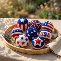Thumbnail for Handmade Patriotic Crochet Balls Hacky Sacks Ornaments Set for Independence Day