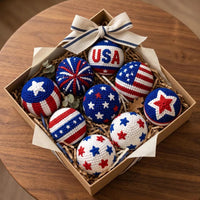 Thumbnail for Handmade Patriotic Crochet Balls Hacky Sacks Ornaments Set for Independence Day