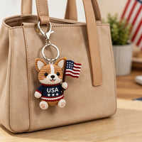 Thumbnail for Patriotic Crochet Animal Keychain – American Flag Handmade Plush Backpack Charm