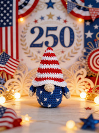 Thumbnail for USA Independence Day Gnome Keychain – Handmade Crochet Patriotic Ornament